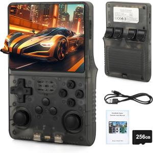 R40S Pro Handheld Retro Gaming Console  256GB Storage, 3800mAh Battery, 3.5" Full-Lamination IPS Screen, 20+ Emulators, Preloaded 30,000 Games, Multiplayer Support (Gray)