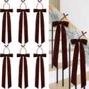 Riceshoot 6 Pcs 23.5 Inch Christmas Garland Ties with Large Velvet Christmas Bows Rustic Reusable Twist Tie Bows Staircase Wreath Bow for Hanging Garland Xmas Light Banisters Decor(Brown)