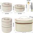 Stainless Steel Bento Box Adult Lunch Box, bento box with thermos,Portable Insulated Food Lunch Container Set with Thermal Lunch Box, 4 Separate Stackable Lunch Container Microwave (Beige 68oz)