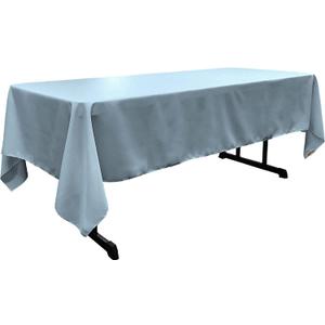 LA Linen Polyester Poplin Washable Rectangular Tablecloth, Stain and Wrinkle Resistant Table Cover 60x120, Fabric Table Cloth for Dinning, Kitchen, Party, Holiday 60 by 120-Inch, Blue Light