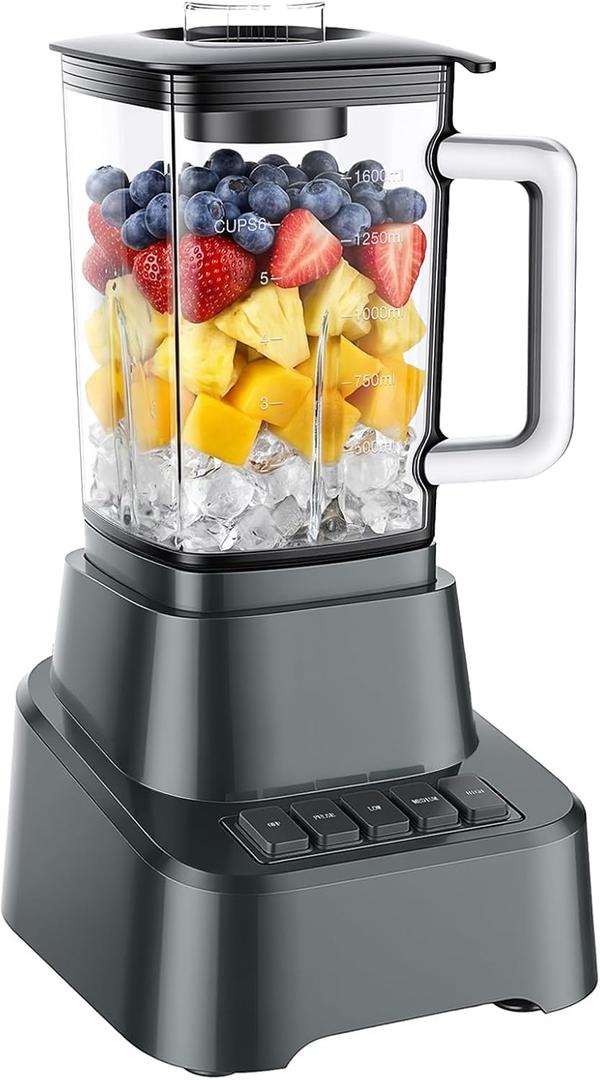 OLIXIS Professional Blender for Smoothies, Full-Size Kitchen Blender with 850 Peak Watts & 54oz Large Glass Pitcher, 4 Speeds with Pulse for Ice Crushing Frozen Fruits, Dishwasher Safe, Grey