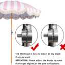 6.5ft Boho Beach Umbrella with Fringe, UPF 50+ Tassel Umbrellas with Carry Bag, Premium Wood Pole Foldable Patio Umbrella for Outdoor Holiday Garden Lawn Pool Yard Table