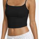 CHYRII Womens Tank Tops with Built in Bras Summer Cropped Sleeveless Square Neck Going Out Basic Camisole Tops, M