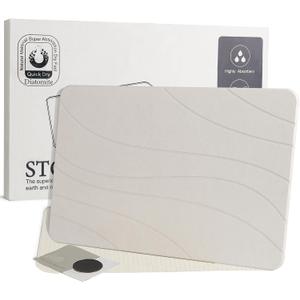 Stone Bath Mat, Quick Drying Bath Mat for Bathroom, Diatomaceous Earth Mat, Quick Dry Shower Mat, Fast Absorbent, Elegant Design, Easy to Clean - White 23.615.35
