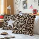 Leopard Print Pillow Cover 18x18 Set of 2,Cheetah Print Pillow Case,Leopard Gifts for Women,Cheetah Gifts,Coquette Pillowcases for Girls Room Dorm Apartment Decor,A304-BZ-ZH