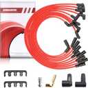 Micro Spark Plugs Wires Set of 7 Red Wires Set 8.5mm Compatible with Chevy Blazer Silverado Oldsmobile GMC Sierra K1500 5.0L 5.7L V8 4.3L V6 2X1197 9746T