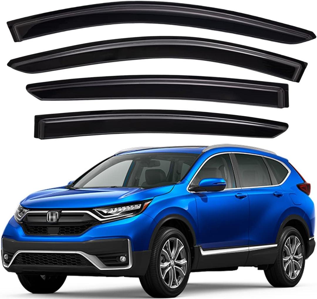 Lightronic Extra Durable Outside Mount Auto Vent Window Visor, Fits 2016-2022 Honda HR-V (HRV), UV Protection Rain Guard, Original Wind Deflector, No-Drill Easy Install, Dark Smoke, 4-Pcs