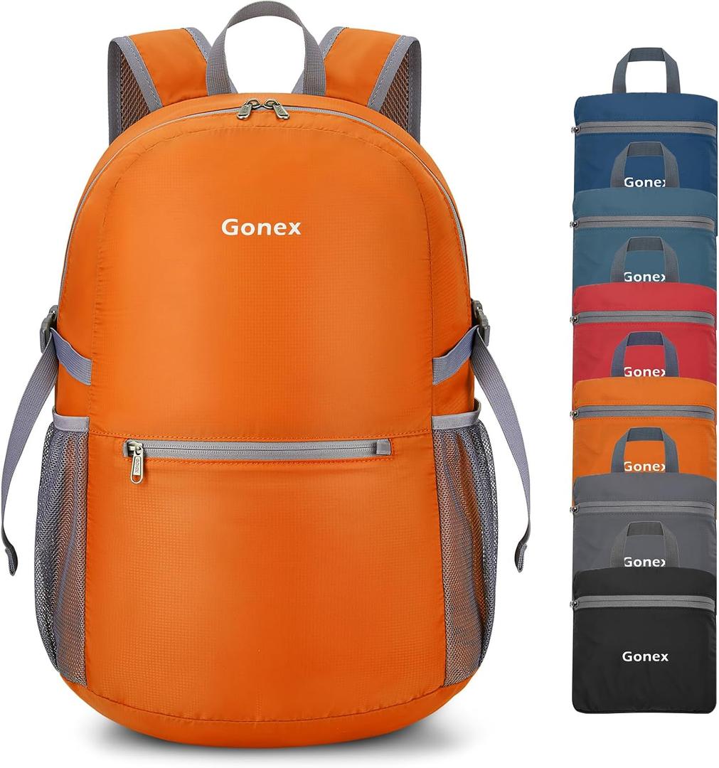Gonex 30L Ultra Lightweight Packable Backpack, Handy Foldable Daypack for Camping Outdoor Travel Cycling Backpacking (Orange)