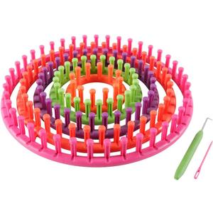 novelinks Round Knitting Looms Set - Set of 5 Plastic Looms Knitting with 1 Knitting Yarn Loom Needle and 1 Plastic Loom Pick