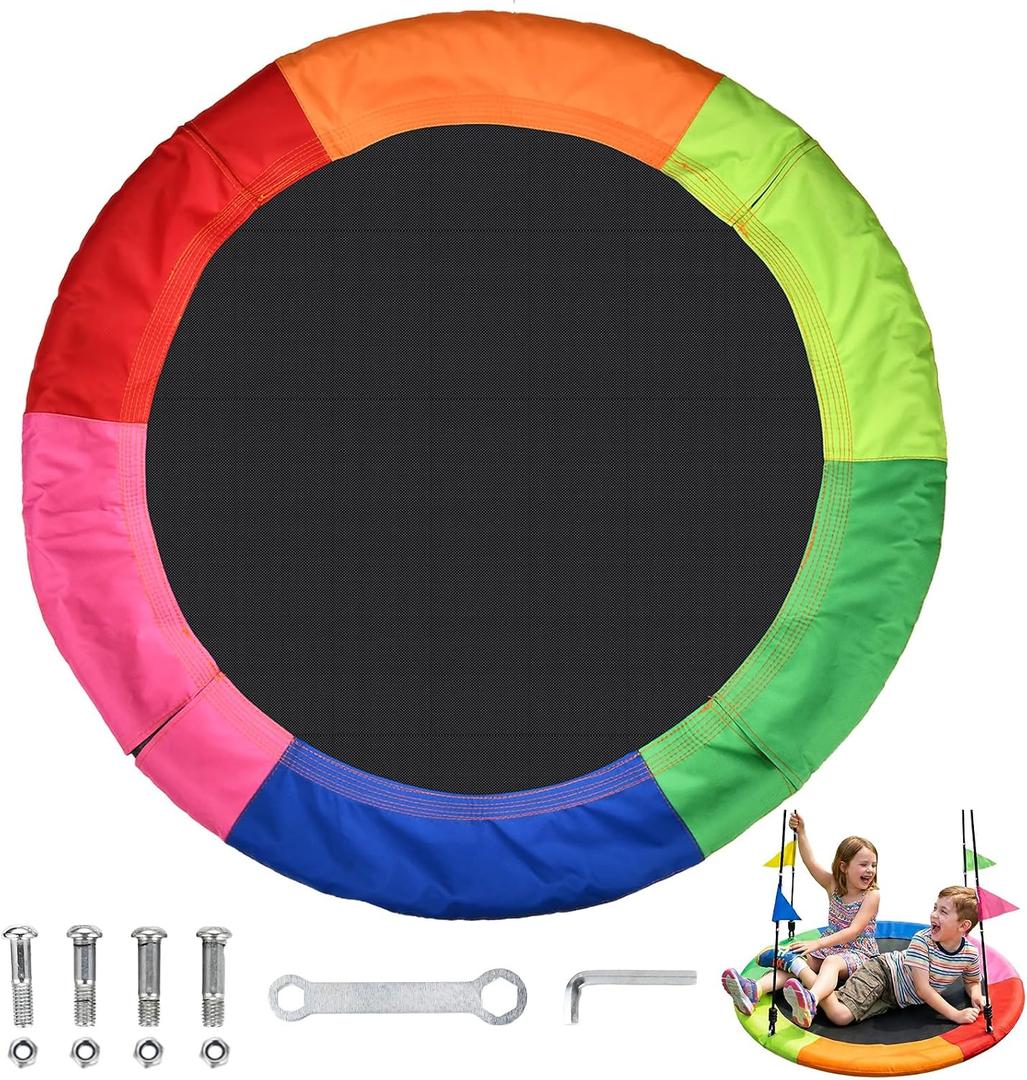 HeyZoo Tree Swing Replacement Cover 40 Inch, Saucer Swing Replacement Fabric with Tools, Round Saucer Swing Seat Cover, 900D Oxford Fabric, Colorful