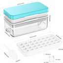 1.0" Ice Cube Tray with Lid and Bin, PHINOX 64 Cubes Ice Trays for Freezer, Ice Cube Trays for Freezer with 2 trays, Container, Lid & Ice Scoop, BPA Free, Blue(32Cubes/Tier)
