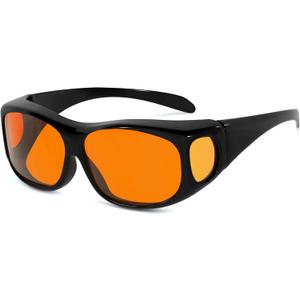 Eyekepper 100% Blue Light Reduction,Huge Fitover Anti-Blue Blocking Computer Eyeglasses with Extra Amber Lenses, Black (1806-black-100% Blue Light Blocking, 0.0 x)