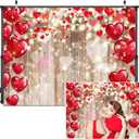 Dudaacvt 8X6ft Valentine's Day Backdrop Rustic Wood Red Love Heart Background for Valentine's Day Wedding Bridal Shower Party Decor Banner Portrait Photo Studio Booth Props D685 (brown)