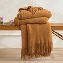 inhand Brown Throw Blanket for Couch Bed,Fall Home Decorative Soft Chunky Chenille Woven Blankets with Tassels,Lightweight Cozy Boho Farmhouse Warm Winter Gifts for Women,50"x60",Medium Thick