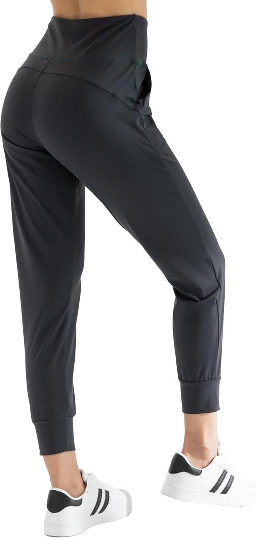 AJISAI Women's High Waisted Joggers with Pockets Yoga Pants for Running Lounge (Dark Grey)