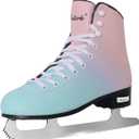 Nattork Figure Skates Excellence Stainless Steel Blades Ice Figure Skating with Enhanced Support Strength Performance and Ultimate Comfort for Youth and Adult (Women's 6 / Men's 5, BLUE&PINK)