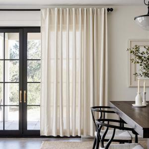 jinchan Linen Blend Beige Curtain for Living Room 84 Inch Length Extra Wide for Room Divider Curtain Rustic Farmhouse Rod Pocket Back Tab Light Filtering Bedroom Window Drape 1 Panel Ecru (100"W x 84"L (Pack of 1))