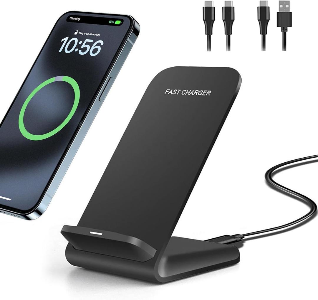 20W Fast Wireless Charger,Wireless Charging Stand Compatible with iPhone 16,16 Pro,15,14,13,12,11 Series/X/XS,Phone Charger for Galaxy S25/S24/S23/Note,Pixel/LG (No Plug) (Black)