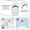 Heated Eyelash Curler Premium PRO - Fast Heat up in 8s - 24 Hours Long Lasting - Rechargeable Electric Eyelash Curler with Type-C, Innovative L Silicone, 2 Heat Modes, Anti-Burn Eyelid, White-HB