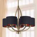 Wellmet Lamp Shades,Small Chandelier Shades ONLY for Candle Bulbs,Clip-on Drum Lampshades,Set of 6, 5.5"x 5.5"x5",Black Gold