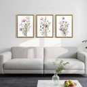 WRFON Framed Botanical Canvas Wall Art Set of 3, Watercolor Floral Prints, Framed Flower Wall Decor for Bedroom Bathroom Living Room, 16x24 Inch Each