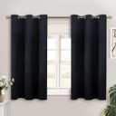 BGment Black Short Blackout Curtains for Small Windows, 38 x 45 Inch Thermal Insulated Tier Set of 2 Panels Sun Blocking Drapes for Kitchen Bedroom