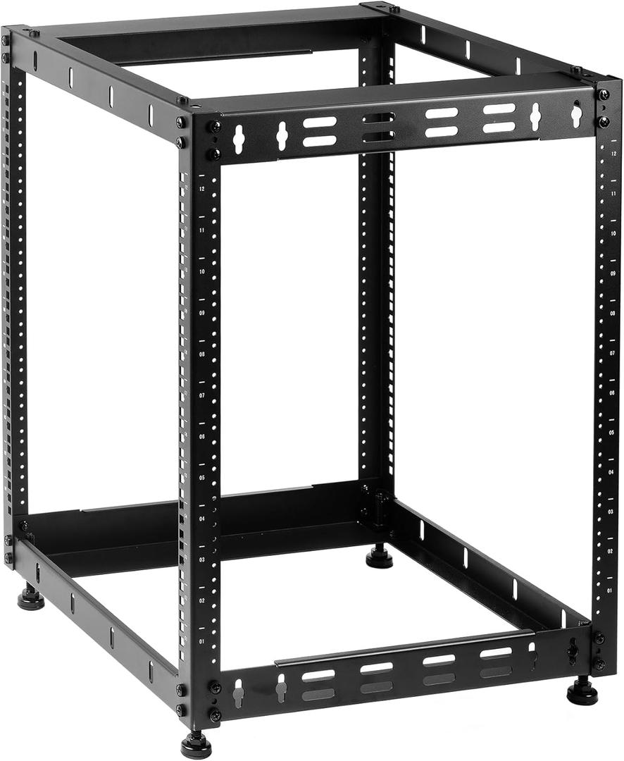 Rosewill 12U Open Frame Network Rack for Servers & AV Gear,Server Rack Floor Standing or Wall Mounted, AV Rack for 19" Networking, Servers and Audio 20 inches Depth