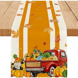 Happy Fall Table Runner Maple Leaves Seasonal Kitchen Dining Table Decoration Flag Autumn Home Party Decor 13x72 inch