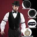 1920s Mens Gatsby Gangster Costume Accessories Set for Adult, Roaring Retro 20s Costume Outfit with Vest Fedora Hat Crutch (XX-Large)