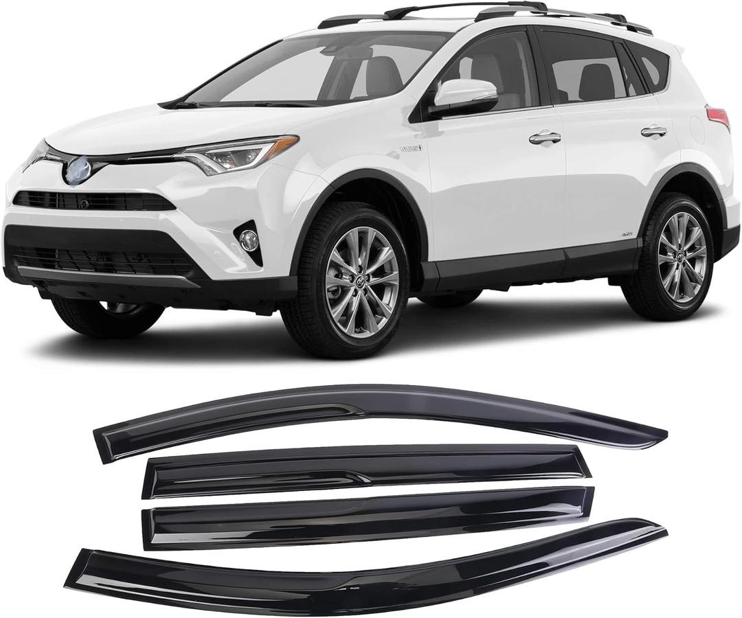 Tape-On Window Visors Deflectors Rain Guards 4 Piece Set Compatible with 2013-2018 Toyota Rav4 94992