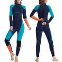 OMGear Wetsuit Men Women Youth 3mm Neoprene Full Body UV Protection One Piece Long Sleeves Scuba Diving Suits Back Zipper for Scuba Diving Surfing Snorkeling Swimming Water Sports(Green & Orange, XL)