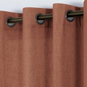 KOUFALL Terracotta Rust Colored Curtains for Living Room,Bronze Grommet Sheer Linen Boho Curtains for Bedroom Window 2 Panels,84 Inches Long,Terra Cotta