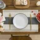 Artoid Mode Dark Grey Farmhouse Rustic Placemats Set of 4,12x18 Inch Seasonal Holiday Hollow Table Mats Party Kitchen Dining Decoration