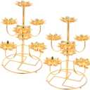 HOMSFOU Candle Holder: Flower Shaped Metal Tealight Stand for Yoga, Buddhism, and Temple Home Decor (2pcs)