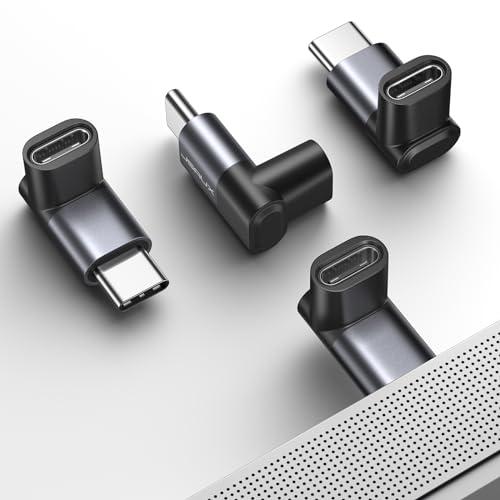 JSAUX 90 Degree USB C to USB C Adapter 3 Pack, 100W 40Gbps Data Transfer Right Angle Type-C Adapter for Steam Deck, Switch 2, ROG Ally, iPhone Air, iPhone 15/16/17 Series and More USBC Devices - Grey