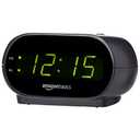 Amazon Basics Small Digital Oval Alarm Clock with LED Display, Nightlight, Snooze Function & Battery Backup, Black, 4.5 x 3.5 x 2.4 Inches