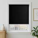 Blackout Roller Shades Cordless Blinds for Windows, Free-Stop Shades with Valance, Thermal Insulated Fabric, UV Protection, Natural Woven Blinds for Home and Office (33" W x 72" H, Black)