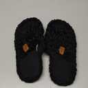 EverFoams Womens Fuzzy Open-toe Slippers Soft Comfy Memory Foam Indoor House Shoes Matt Black,7-8 US