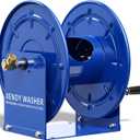 Pressure Washer Hose Reel 100FT x 3/8" or 200FT x 1/4", 4500 PSI Heavy Duty Steel Reel, M22 14mm Fitting, Manual Power Washer Hose Reel for Truck, Blue