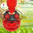 FEED GARDEN Glass Hummingbird Feeder 2 Pack, 16oz Leak-Proof with Ant Moat & Bee Guards, Easy Clean Wide Mouth, Metal Perches, Red Outdoor Hanging