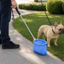 Pooper Scooper for Dogs, Hands-Free Pet Waste Pickup Tool, Foldable 8 Inch Design with 32 Inch Extendable Handle, Stainless Steel Rod, Includes 15 Bags for Yard, Walks and Travel