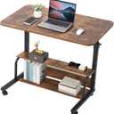 Adjustable Height Mobile Computer Desk for Small Space Rolling Writing with Wheels Corner Home Office Study Portable Bedrooms Work Storage Size 31.5x15.7 Inch Oak C (Brownish)