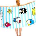 SANRIO Hello Kitty Beach Towel Set - Bundle with Microfiber Pool Towel, Stickers, More | Hello Kitty Beach Set (Blue)