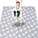 Splat Mat for Under High Chair/Arts/Crafts, Washable Baby Spill Mat Waterproof Anti-Slip Floor Splash Mat, Portable Play Mat and Table Cloth (Bear, 43"x 43")