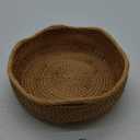 Natural Rattan Round Fruit Basket Bowls, Hand Woven Decor Serving Baskets, Wicker Storage for Dinning Room (Wave-Medium)