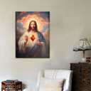 Sacred Heart of Jesus Wall Art Picture Divine Mercy Picture Canvas Wall Decor Christian Religious Christ Jesus Portrait Poster Prints Artwork for Living Room Bedroom Room Office Home Decoration, 16x24