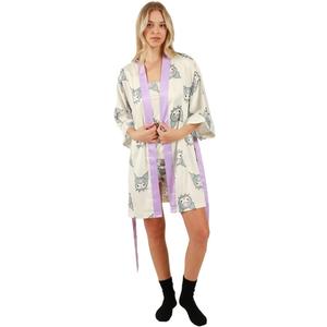 Bioworld Juniors Kuromi Sleepwear Set: Robe, Cami, and Sleep Shorts (X-Large, Multicolored)