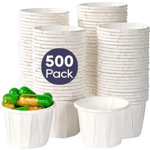 LITOPAK 500 Pack 0.75 oz Disposable Paper Souffle Medicine Cups, 3/4 oz Sample Cups for Tasting Pills, Food Dessert Services, and Condiments