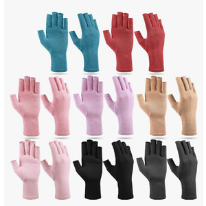 Crowye 8 Pairs Arthritis Compression Gloves Relieve Muscle Pain Fingerless Gloves Bulk Typing coverings for Women Men M