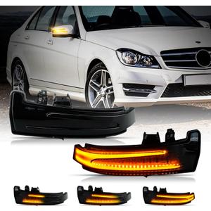 D-Lumina Dynamic LED Side Mirror Sequential Turn Signal Lights Smoked Lens for Merce-des Benz A/B/C/E/S/CLA/GLA/GLK/CLS Class W204 W176 W212 W246 W221 C250 C300 C350, Side Marker Blinkers Mirror Light